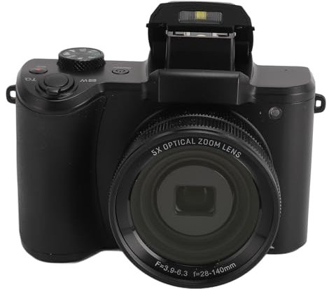 Fotocamera digitale da 5K, 64MP AF Auto Focus Anti-Shake Vlogging Camera, 5X Zoom ottico anteriore e posteriore a doppia lente Fotocamera professionale vintage per la (Spina