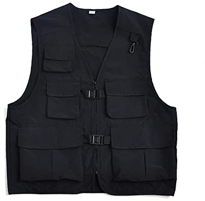 Mens Lightweight Gilet - Military Cargo Vest With Pockets - Utility Safari Fishing Work Shooting Waistcoat - V Neck Zip Up Sleeveless Gilet