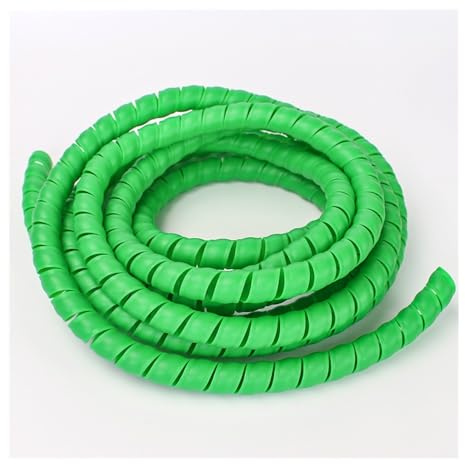 VONCYKI Tubo di avvolgimento da 1/5 m, 8/10/14/16/20/25 mm, guaina protettiva per cavi, guaina protettiva a spirale (verde, 22 mm x 1 metro)