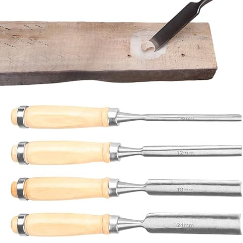 4pcs Wood Chisel Sets Woodworking Car-ving Chisl Kit Woodcut Car-ving Tool Carpentry Flat Chisels Woodworking Sculpture Tool Chisels Round Curved Hollow Chisel Set for DIY Crafts