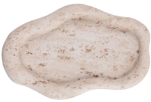 Cloud-Shaped Resin Jewelry Tray, Beige Travertine Vanity Tray for Bathroom Countertop, Trinket Candle Dish, Perfume Holder, Decorative Ottoman Tray for Home Decor Coffee Table Dresser