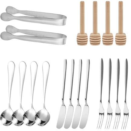 Hamrad silver set, Forks and Spoons Speinked Set - 18 stycken bestick i rostfritt stål bestick set | Hem och trädgårdsmaterial för födelsedagsfester, l