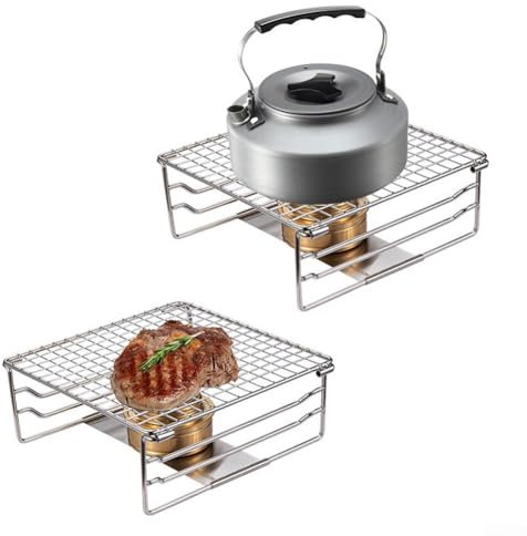 Parrilla plegable para fogata, parrilla portátil de acero inoxidable, altura ajustable, mini estante de carbón para barbacoa, para picnic, senderismo, camping