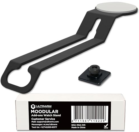 ULTRARM Moodular Add-ons Watch Stand for Smart Watch (Charger Not Included) [Accessory Only - Requires Moodular Wooden Monitor Stand Slide Rails for Use] Black MSA-WS