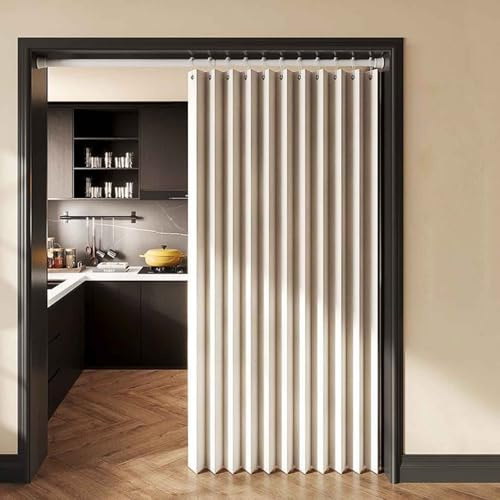 HLTQL Cortina magnética Opaca Estilo acordeón para Puerta de Armario, Plisada, Plegable, Puerta de acordeón, Divisor de habitación, Dormitorio, baño, Sala de Estar(*5,W 150*H 200cm)