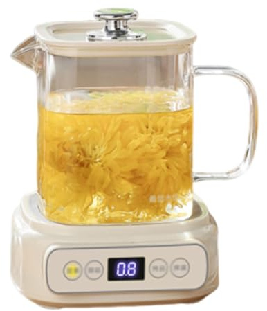 Bollitore elettrico domestico, teiera automatica multifunzionale in vetro spesso a forma di fiore, bollitore termostatico for acqua bollente for casa e ufficio, tè e caffè(1L)