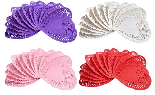 120 Pcs 6 Inch Heart Shaped Paper Doilies Valentines Lace Paper Doilies for Valentines Day Crafts, Table Decor, Wedding Birthday Mothers Day Party Favor Supplies