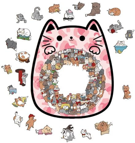 Rompecabezas de encastre de madera,Juguete educativo para la Primera Infancia en Forma de Gato | Rompecabezas de Animales de Madera para Niños - Para Mujeres Hombres Niños Hijo Hija Adolescentes