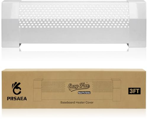 PRSAEA Original 3FT Baseboard Heater Covers for Home, Easy Free Base Pro Series Galvanized Steel Baseboard Radiator Covers with End Caps Replacement for Hydronic Hot-Water Systems