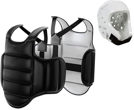 lopituwe Plastron de karaté - Équipement de léger et Durable offrant Un Confort Optimal Lors des entraînements pour Tous Les Niveaux (Muay Thai, Taekwondo, Boxe), Noir et Blanc, M