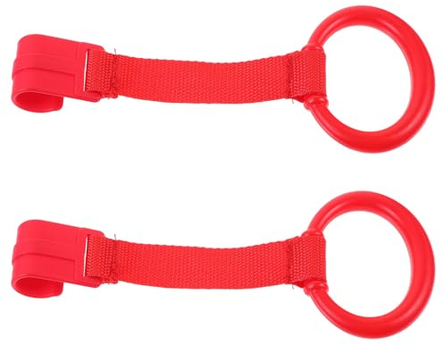 TINEASUR Anillas de Tracción para Ñiño 2 Piezas Rojas, Soporte para Caminar Niños Pequeños, Material Resistente, Uso en Cuna y Parque, Accesorio Educativo para Desarrollo Motor