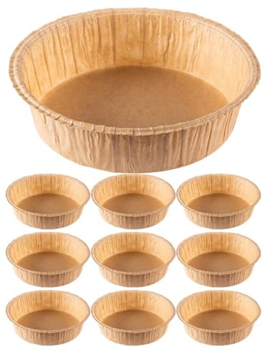 Toyvian Stampi Rotondi per Dolci 16 CM Set da 10 Teglie di Carta da Forno Monouso Resistenti al Calore per Forno Microonde e Friggitrice ad Aria per Preparazioni di Torte