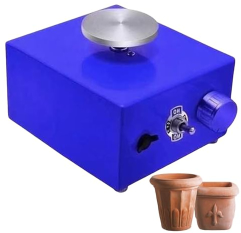 torno de alfarero, Herramientas de modelado arcilla for tornos cerámica for niños y adultos, torno eléctrico velocidad ajustable 2000 RPM(Blue)