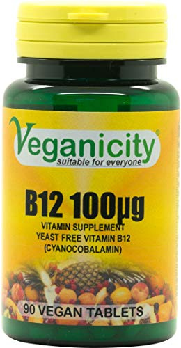 Veganicity Vitamin B12 100µg : Vitamin B12 Supplement : 90 Tablets, in a Planet-Friendly 99% Recycled Pot