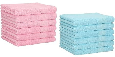 Betz 12 Stück Gästehandtücher Gästehandtuch Palermo 100% Baumwolle Größe 30x50 cm Handtuch Gästetücher Set Farbe rosé und türkis