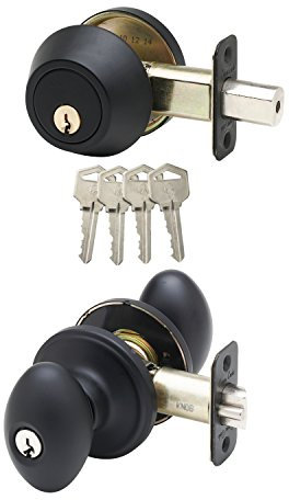Cobre Creek ekdb141-bc Colonial huevos pomo de la puerta con llave con cerradura combinación, negro