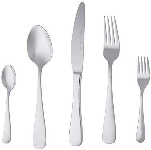 Amazon Basics posate in acciaio inox con bordo arrotondato per 4 persone, confezione da 20, Argento