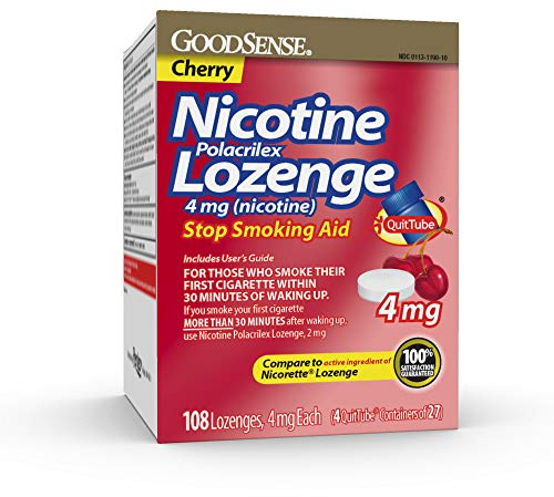 GoodSense Nicotine Lozenge 4 mg, Reduce Nicotine Cravings and Stop Smoking with a Nicotine Replacement Therapy, 108 Count