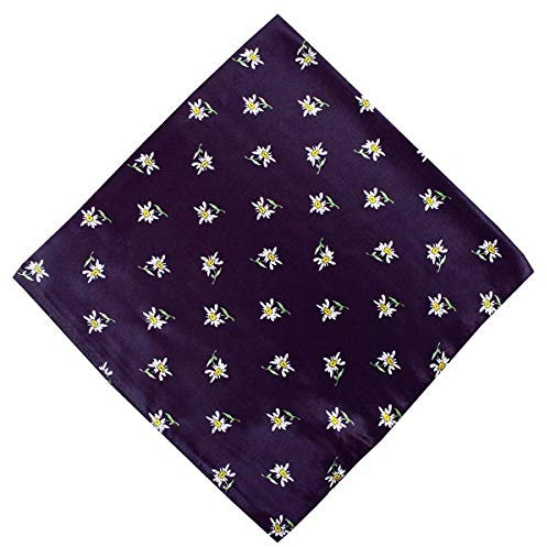 German Wear Trachtentuch Halstuch mit Edelweissmuster Nikituch 60x60cm, Lila