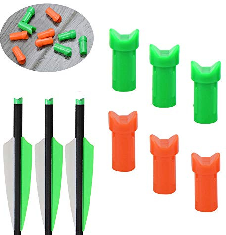 SHARROW 100pcs Freccia Nock Cocche della Frecce di Balestra Plastica Nock per ID 7.6mm Albero di Freccia (Arancia, 100pcs)