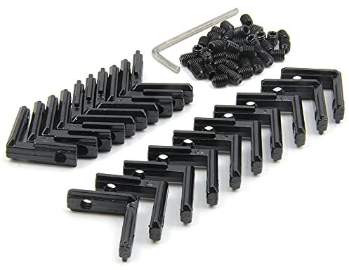Befenybay 20PCS Schwarzer T-Schlitz L-Form 90 Grad Innen-Innen-Eckverbinder-Verbindungshalterung mit Schrauben für 6-mm-T-Schlitz-Aluminium-Strangpressprofil-Schlitz der Serie 2020