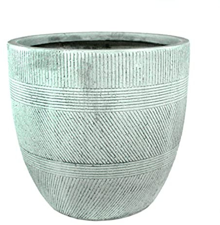 DARO DEKO Blumentopf hellgrau - gestreift - breit - Ø 44 x 44cm