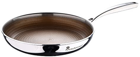 MasterPro Giro 3 - Padella Antiaderente da 20 cm - Con triplo strato in acciaio inossidabile e alluminio - Manico ergonomico - Padella in acciaio inox - per tutti i tipi di cucine e induzione