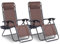 SereneLife Ensemble de 2 Chaises Pliantes - Chaise Longue Réglable pour Extérieur avec Table Latérale, Porte-Gobelets, Oreillers Amovibles - Patio, Jardin, Plage - Marron