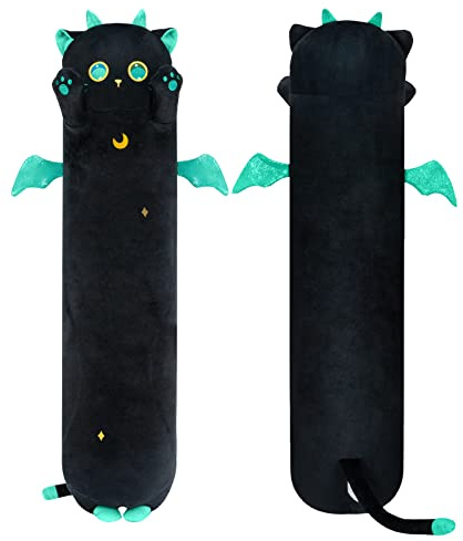 Mewaii Cat Plushies Long Pillow Gift, Soft Filling, Black 90cm (35in)