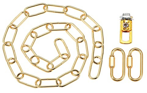 YOKIVE 1 Set Pendant Light Fixture Chain, 4mm Thick Chandelier Hanging Link with Connector Hooks Ring, Great for Ceiling Lights, Lamps (Golden, 36-Inch)