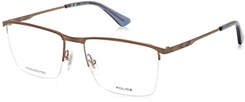 POLICE Herren VPLG75 Sonnenbrille, SHINY SATIN BRONZE, 55