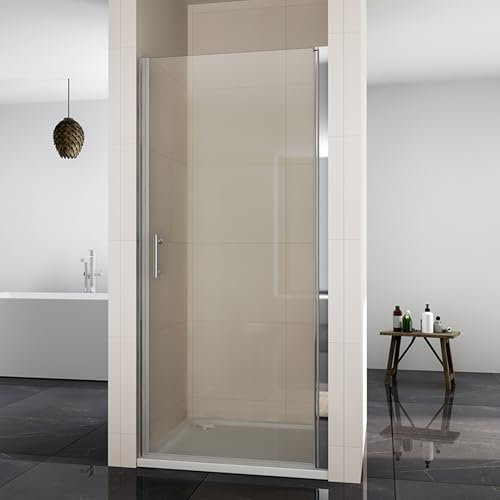 SUNXURY Puerta de ducha de 70 x 185 cm, mampara de ducha oscilante de cristal de seguridad, altura 185 cm