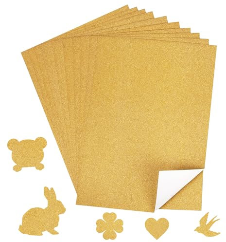 10x Glitzerpapier zum Basteln,A4 Bunt Bastelpapier Glitzer Karton,Briefpapier Perlgolden Schimmernd,A4 210x 297 mm 170g,für DIY Grußkarten Scrapbooking Glitter Craft Paper,für Hochzeit Weihnachten
