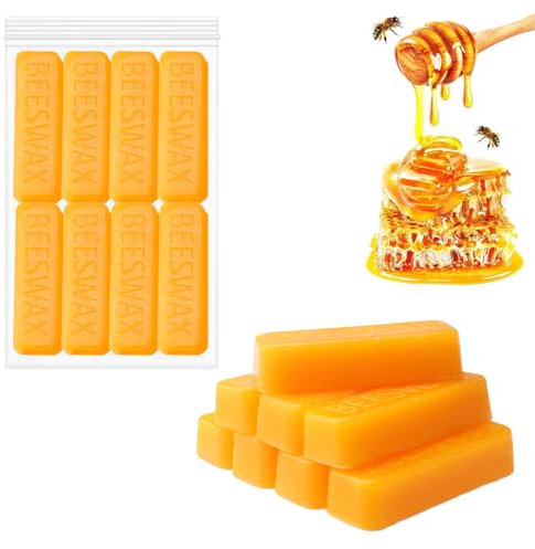 Beeswax Bar Beeswax Blocks, 8 Pcs Organic Bees Wax Candle Wax Block for Candle Making, Beeswax Cosmetic Grade Eco Friendly for Wax Melts, Lotions, DIY Creams, Lip Balms and Soap Making