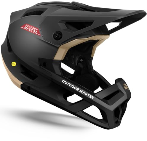 OutdoorMaster MIPS Full Face Mountain Bike Helmet for Men & Women - Two Removable Chin Pad, Ventilation Lightweight - Racing Downhill DH BMX MTB Helmet