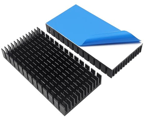 2Pcs 40mm Heatsink 80x40x11mm/ 3.15 x 1.57 x 0.44 inche Aluminum Heat Sink Radiator Cooler with Thermal Conductive Adhesive Tape/Pad Cooling Fin for Cooler Electronics CPU Led, Black