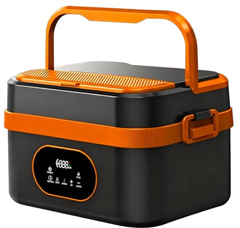 Gamexop 1.5L Upgrade Scaldavivande Elettrico Portatile, Ricaricabile Riscaldamento Automatico Porta Pranzo Termico per Interno ed Esterno Auto Camion e Ufficio Contenitore Termico Per Alimenti Caldi
