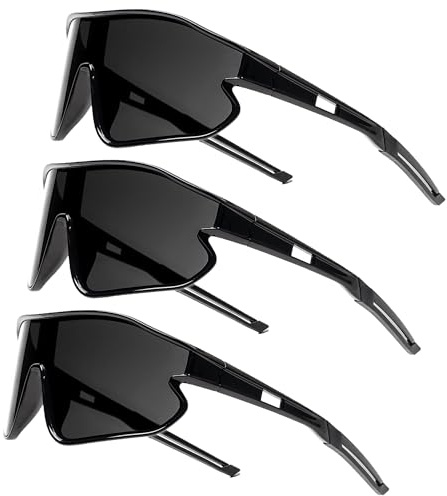 JOGVELO Bambini Occhiali Da Sole Polarizzati Ragazzi Baseball Occhiali Da Sole per Ragazzi Ragazze UV400 Sport Softball Corsa Ciclismo Occhiali, Nero x 3., 137MM