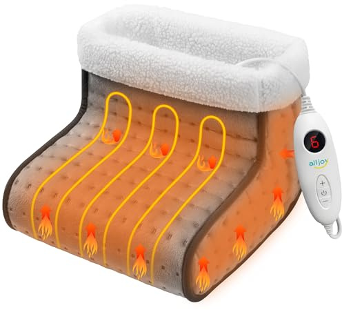 ALLJOY Elektrisch Fußwärmer für Damen und Herren, Überhitzungsschutz, Weihnachtsgeschenke schnelles Heizkissen für den Fuß mit 6 Heizstufen, automatischer Abschaltung und maschinenwaschbarer Fußwärmer