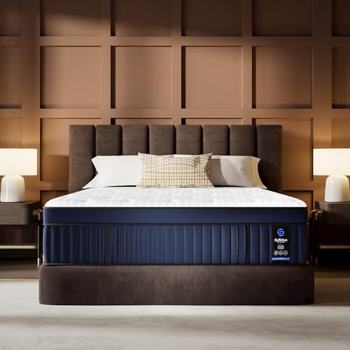 Suiforlun California King Mattress 14 Inch, Gel Memory Foam Hybrid Mattress, 7-Zone Pocket Coils, Instant Cooling Cover, Improved Comfort and Support, Medium Firm Cal King Bed Rolled in A Box