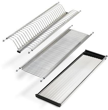 EMUCA - Escurreplatos para módulos altos Drynox, Escurridor de Platos y Vasos para Muebles de Cocina, anchura interior módulo 385-435 mm, Acero, Cromado