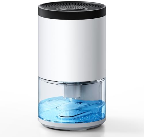 Jonwall Luftentfeuchter Elektrischer, 1000ml Luftentfeuchter Klein Entfeuchter Leise Tragbarer Mini Raumentfeuchter Auto Abschaltung, 7 Farbiges Licht Gegen Feuchtigkeit für Schlafzimmer Bad Home