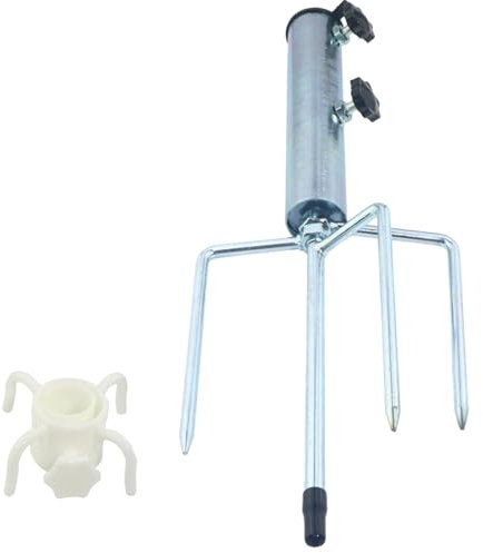 GIVIHGETI Pied de parasol avec 4 piquets amovibles et réglables - Pied de parasol de plage - Ancrage au sol pour parasol - Piquet en métal pour plage, herbe, sable