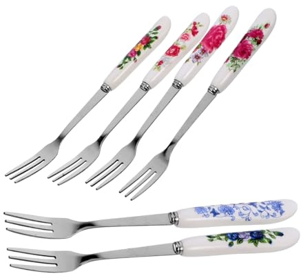 BIUDECO 6 piezas Tenedores Pequeños para Postre con Mango de Ergonómico Multifunción para Frutas Pasteles y Aperitivos Utensilios Portátiles de Acero Inoxidable para Fiestas y Café