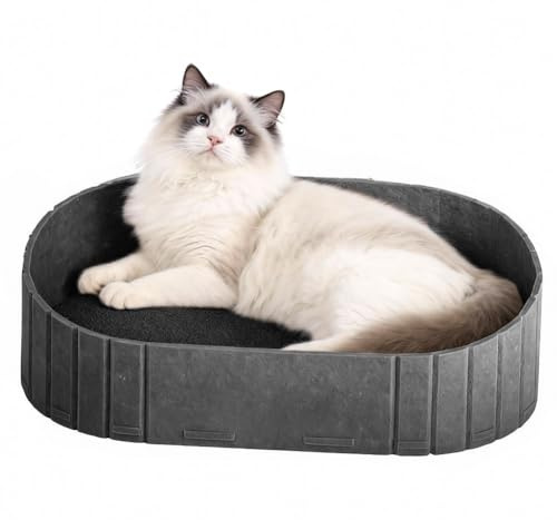 Klösbräda för katter 61 cm, stor soffformad klösskiva, rund kattsäng av högkvalitativ filt, för katter för att klösa och vila, perfekt kattungspresent (mörkgrå)