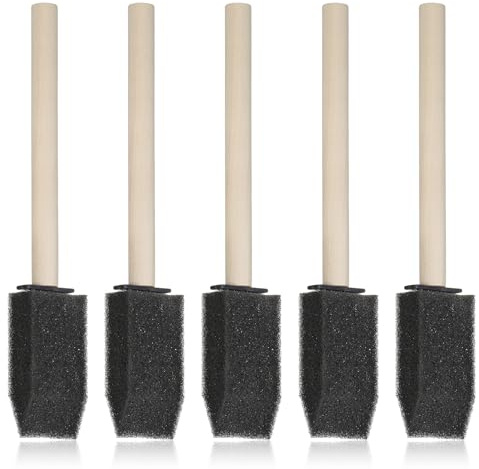 5 Pcs Foam Brush Sponge Paint Brushes for Painting Foam Paint Brushes 1 Inch Wood Handle Sponge Brush Set for Painting, Staining, Diy Craft Projects, Finishing