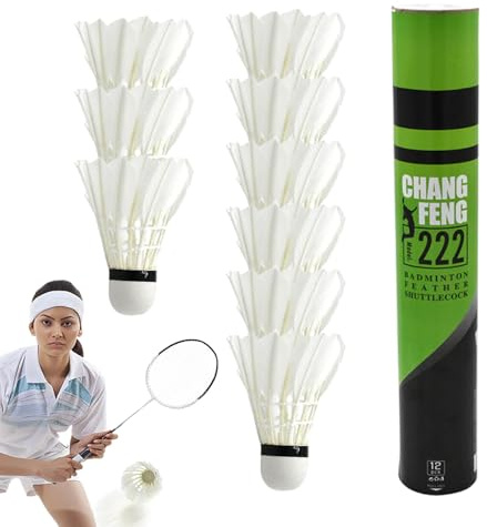 Generisch Balones de bádminton, espuma de plumas de pato natural, pelotas de entrenamiento duraderas con cabezal de espuma suave de alta densidad, lanzadera de bádminton para practicar en interiores y