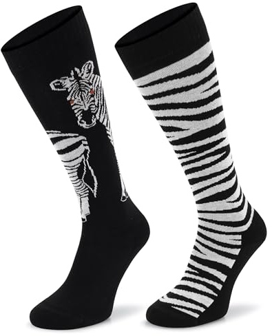 COMODO TECHNICAL SOCKS - Chaussettes d'équitation - Chaussettes hautes - Chaussettes fines à motifs - Respirantes, Été, Femmes, Hommes, Colorées, SJBW, XS (31-34), PANDA-53