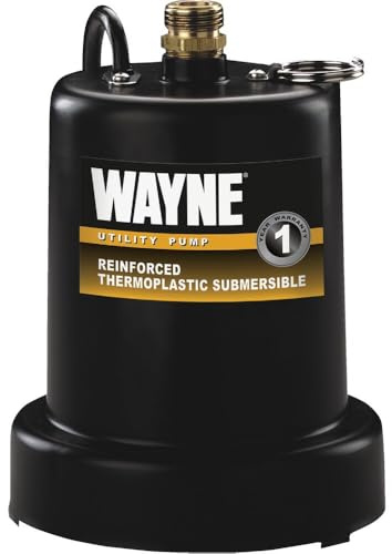 WAYNE TSC130-1/4 HP Reinforced Thermoplastic Submersible Multi-Use Pump - Up to 1,250 Gallons Per Hour - Heavy Duty Multi-Use Pump