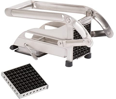 Tellier LOUIS Coupe-Frites Ménager Inox avec Ventouse - 2 Couteaux Inclus - Ustensile de Cuisine Pratique pour Frites Maison